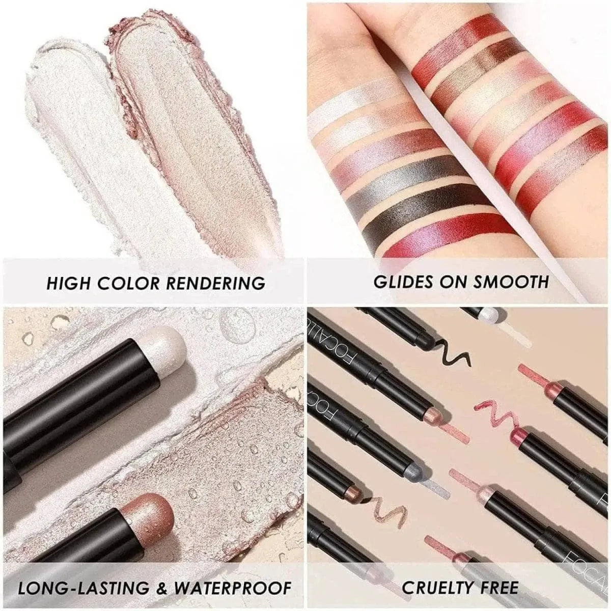 2Pcs Shimmer Cream-Eyeshadow Stick Kit