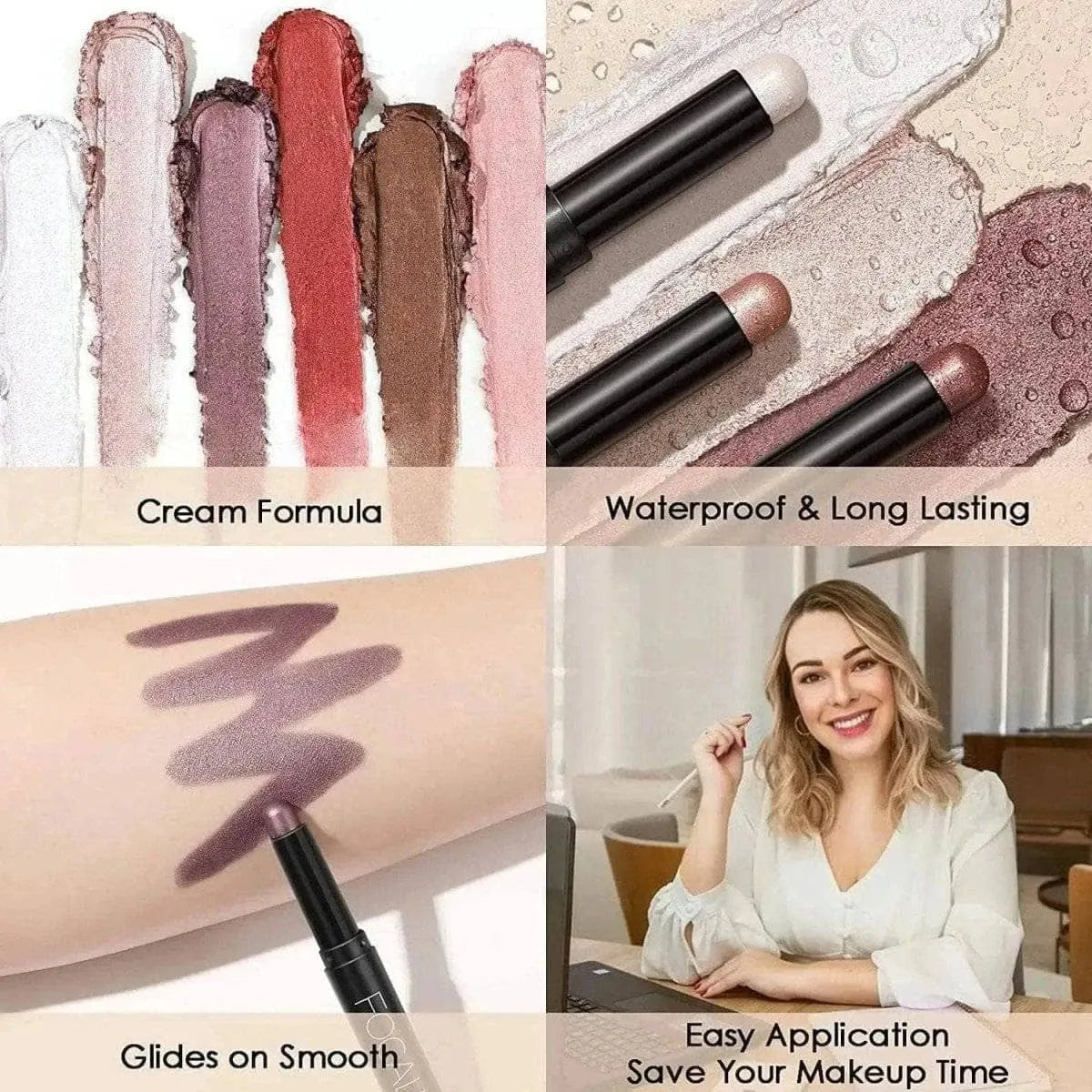 3Pcs Shimmer Cream Eyeshadow Stick Kit(#13 & #14 & #15)