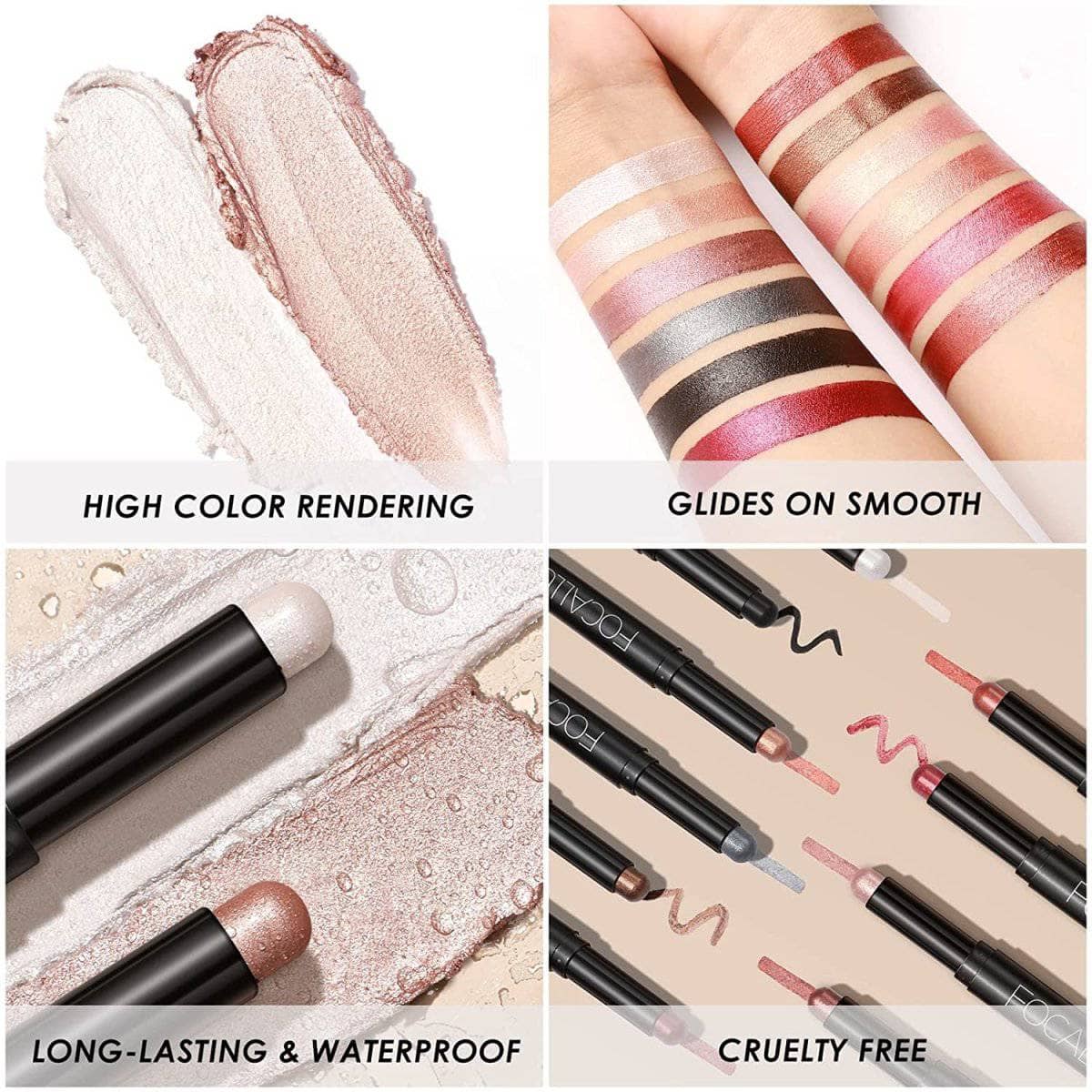 2Pcs Shimmer Cream Eyeshadow Stick Kit