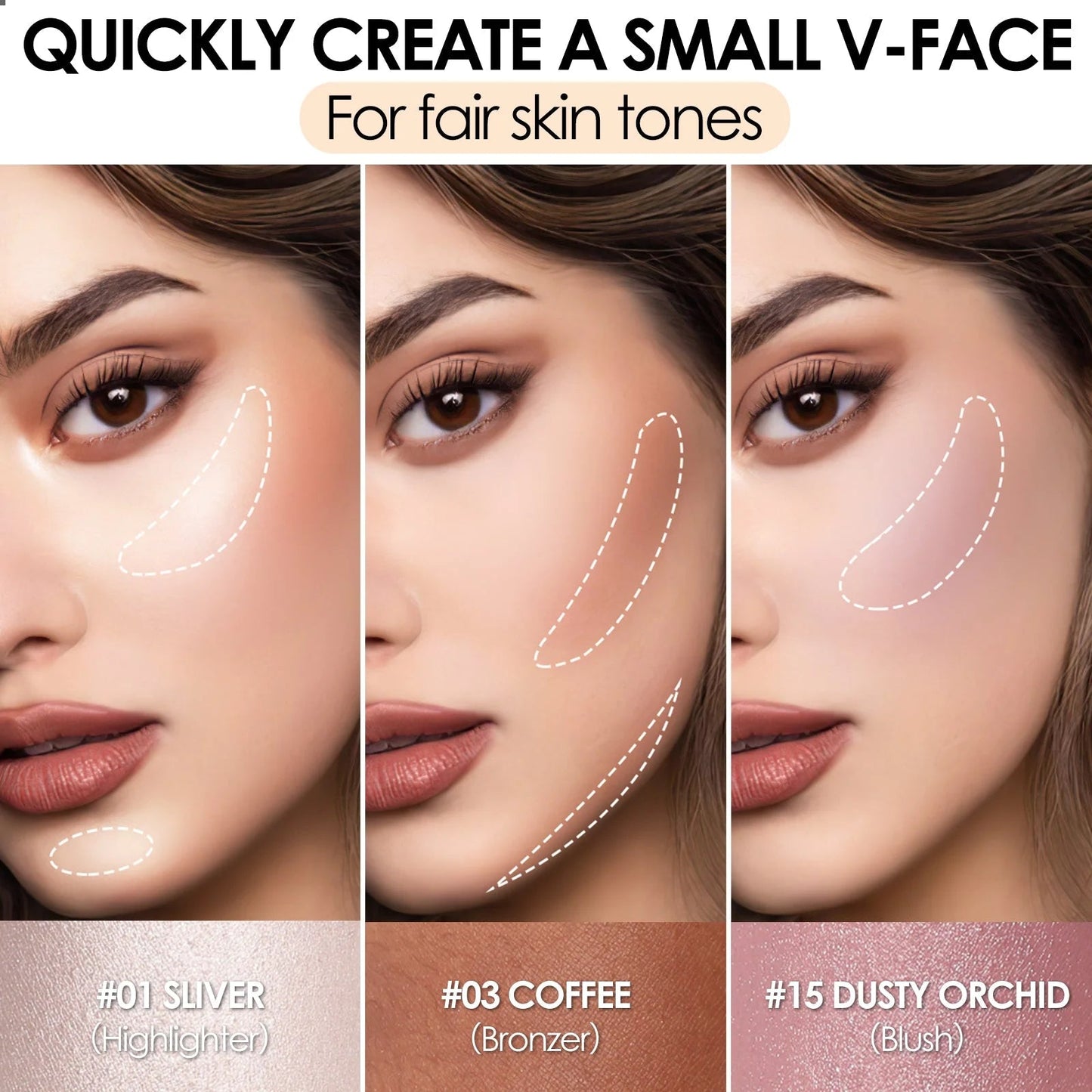 3Pcs Contour Makeup Kit