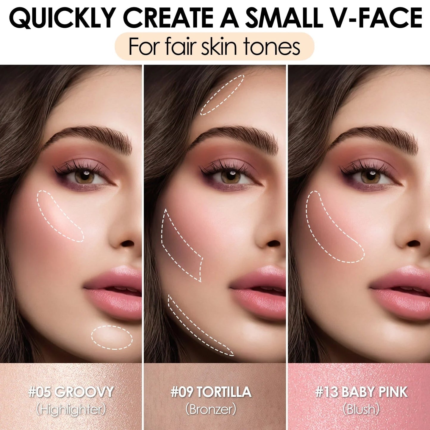 3Pcs Contour Makeup Kit